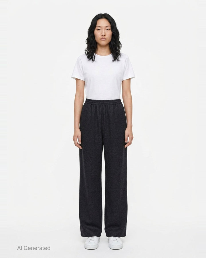 Light Merino Wide-Leg Trousers | Jil Sander | Club21 - front