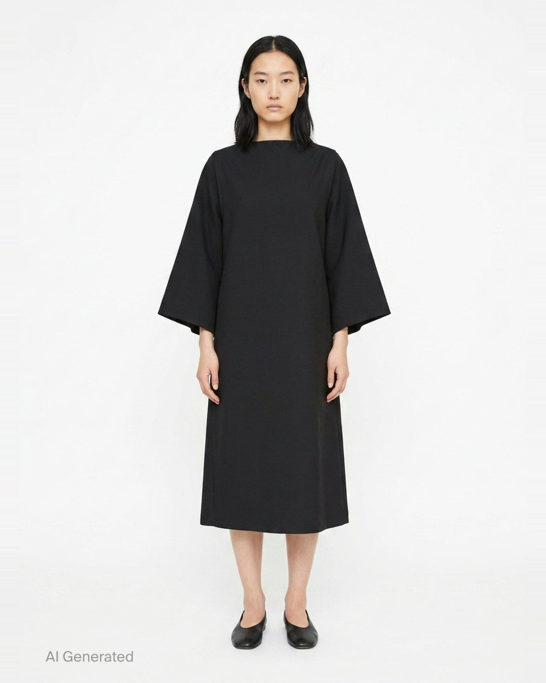 Lightweight Wool Wide Sleeve Dress | Jil Sander | Club21 - front