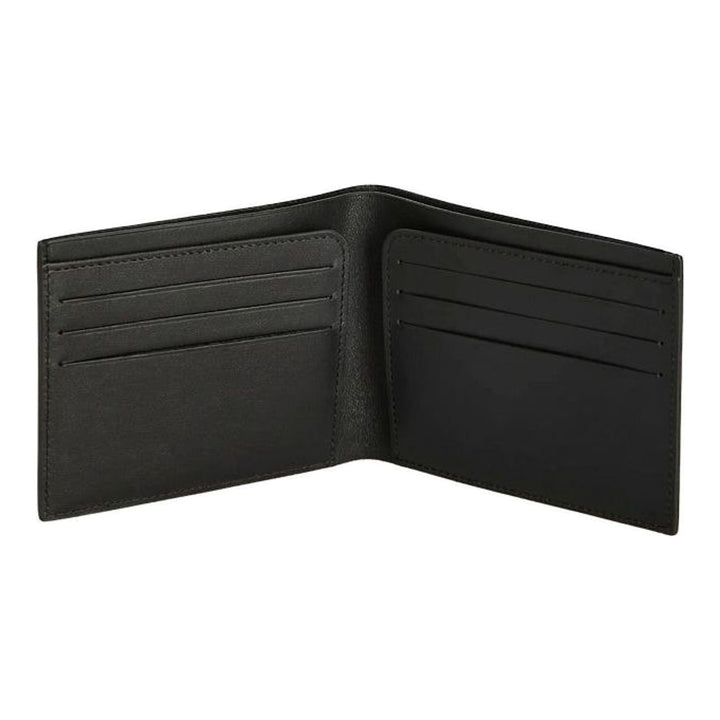 Jil Sander Soft Calf Pocket Wallet in black smooth leather with silver-tone embossed logo lettering on the front face - packshot