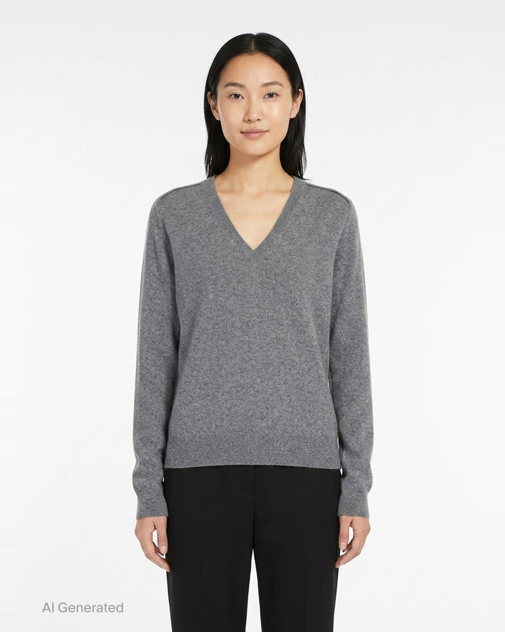 V-Neck Long Sleeve Jumper | Jil Sander | Club21 - front