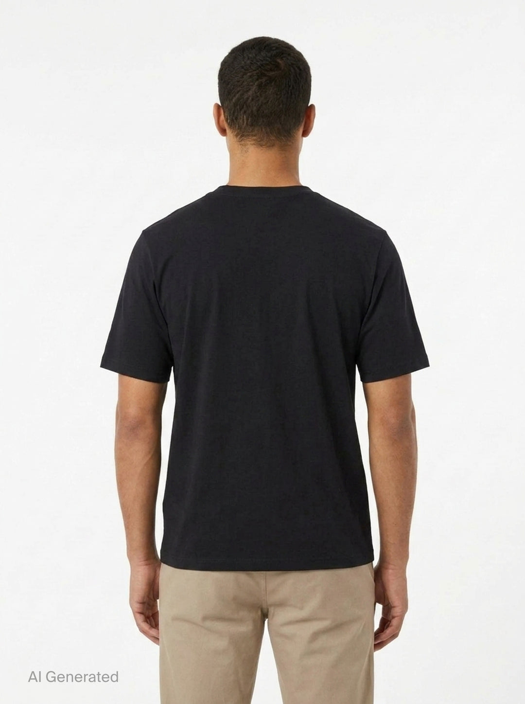JiyongKim Sun-Bleached Pack Tee in black, flat lay front view showing crinkled nylon tonal appliqué panels across the chest on an oversized short sleeve silhouette - back