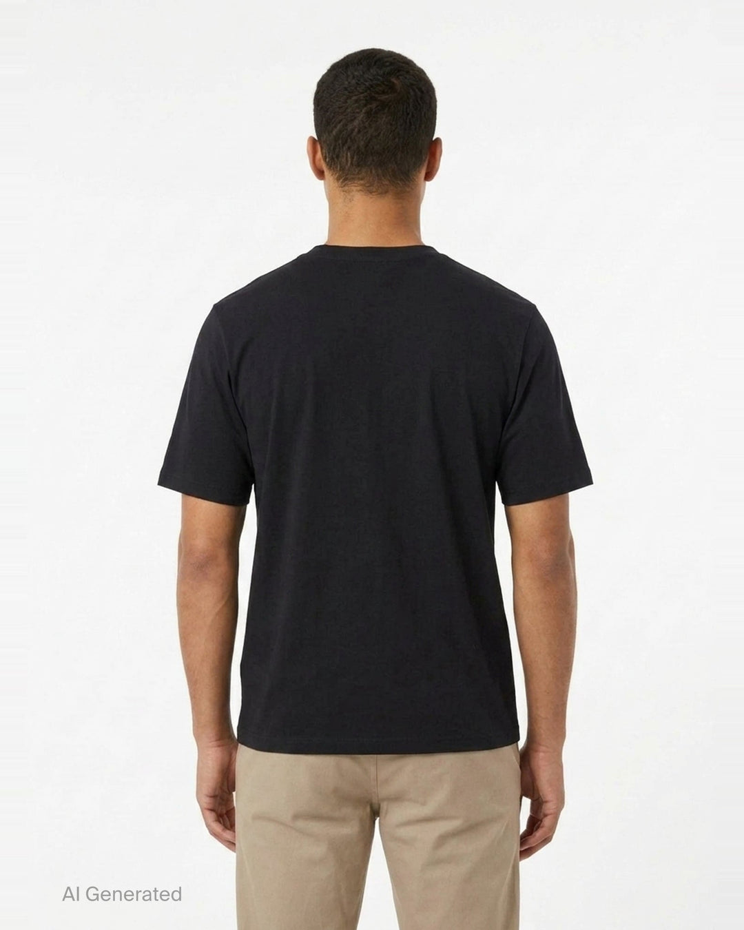 JiyongKim Sun-Bleached Pack Tee in black, flat lay front view showing crinkled nylon tonal appliqué panels across the chest on an oversized short sleeve silhouette - back