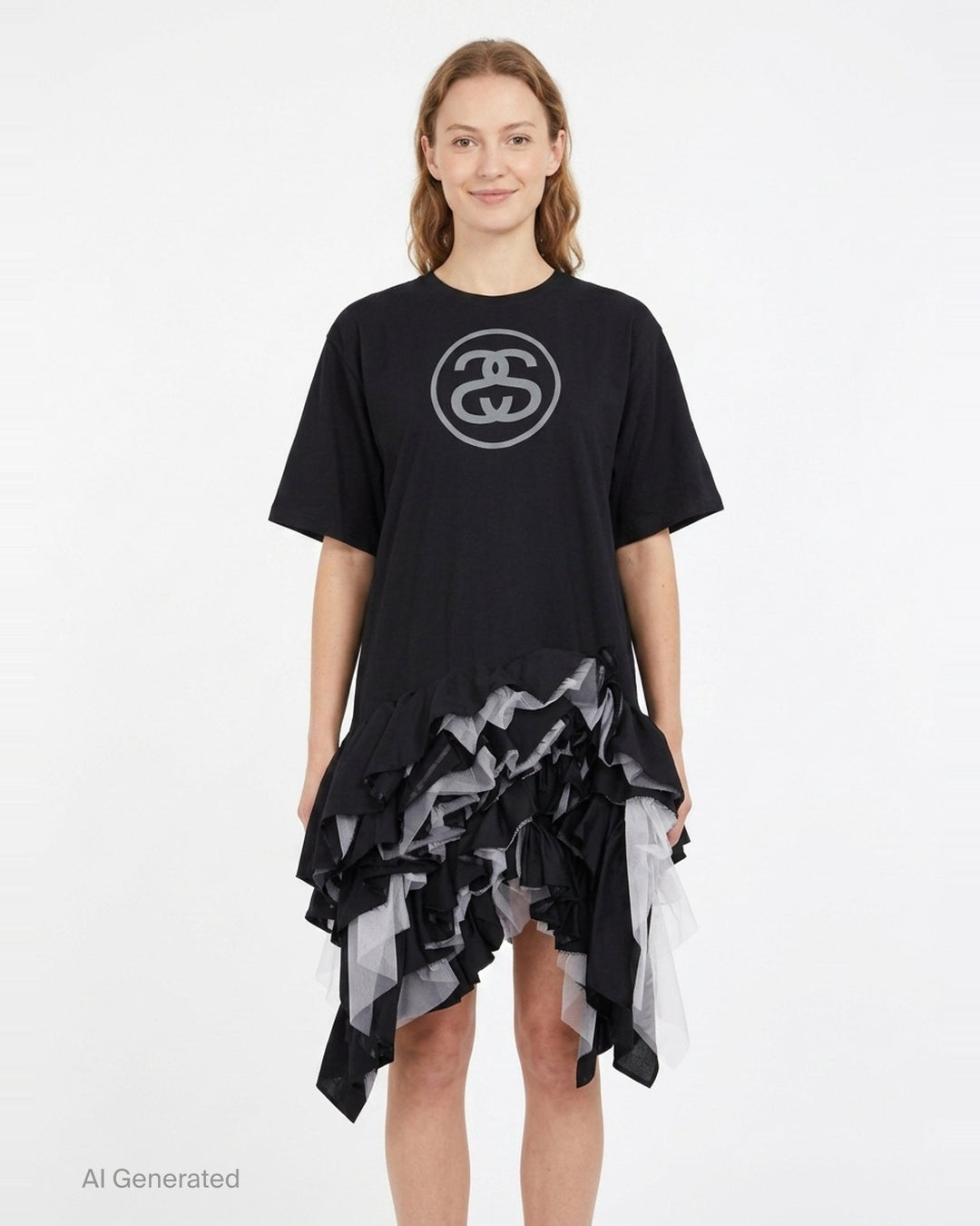 Graphic Ruffled Hem Dress | Junya Watanabe | Club21 - front