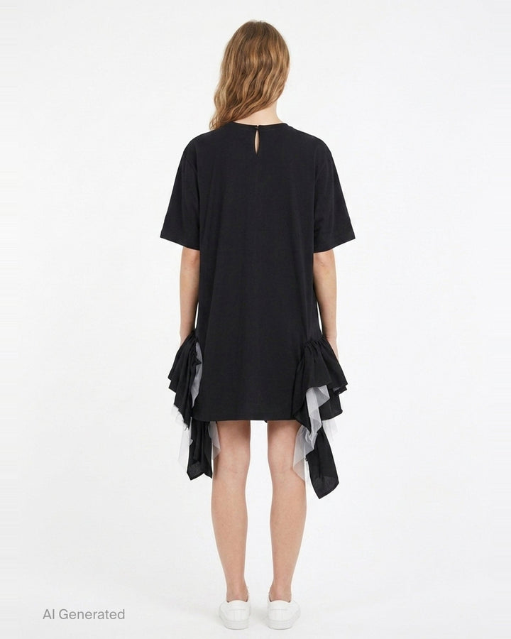 Graphic Ruffled Hem Dress | Junya Watanabe | Club21 - back