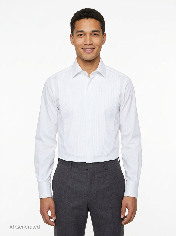 Long Sleeve Pleated Bib Shirt | Junya Watanabe | Club21 - front