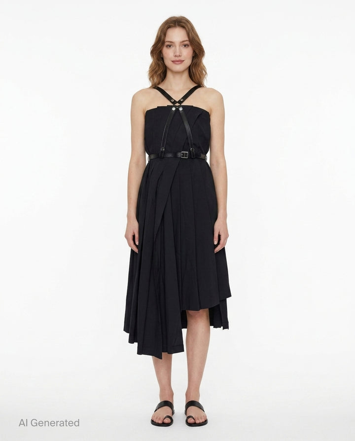 Midi Pleated Harness Dress | Junya Watanabe | Club21 - front