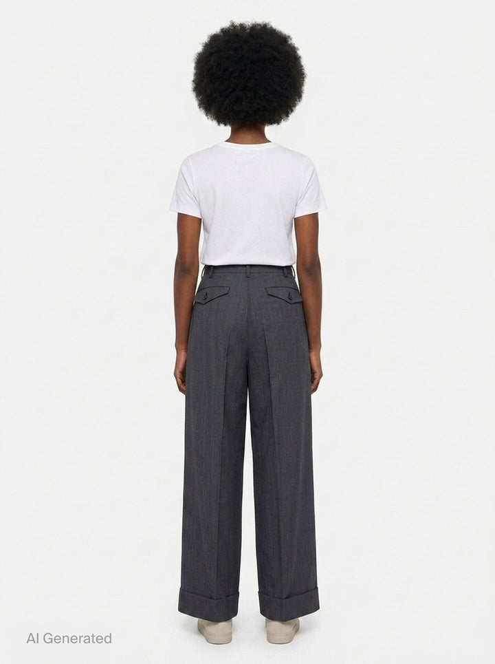 Wide Leg Pleated Wool Trousers | Junya Watanabe | Club21 - back