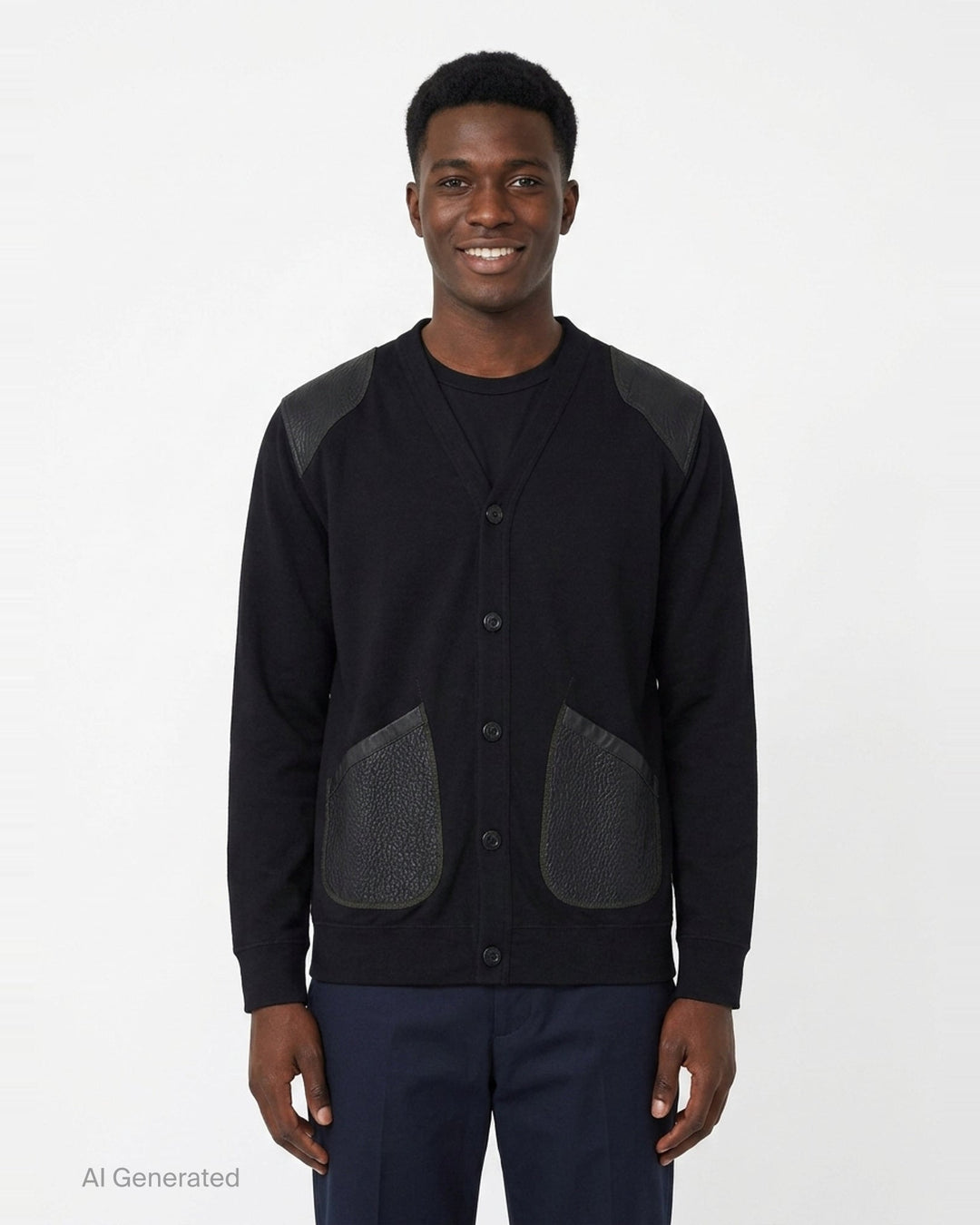 Wool Jersey Cowhide Cardigan | Junya Watanabe | Club21 - front