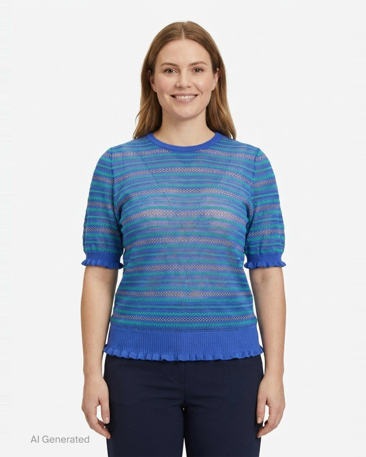 Short Sleeve Sheer Fair Isle Top | JW Anderson | Club21 - front