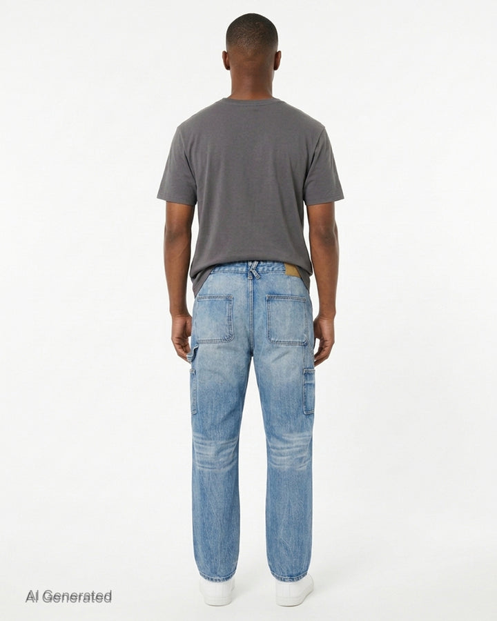 Eye Badge Washed Double Knee Jeans | KidSuper Studios | Club21 - back