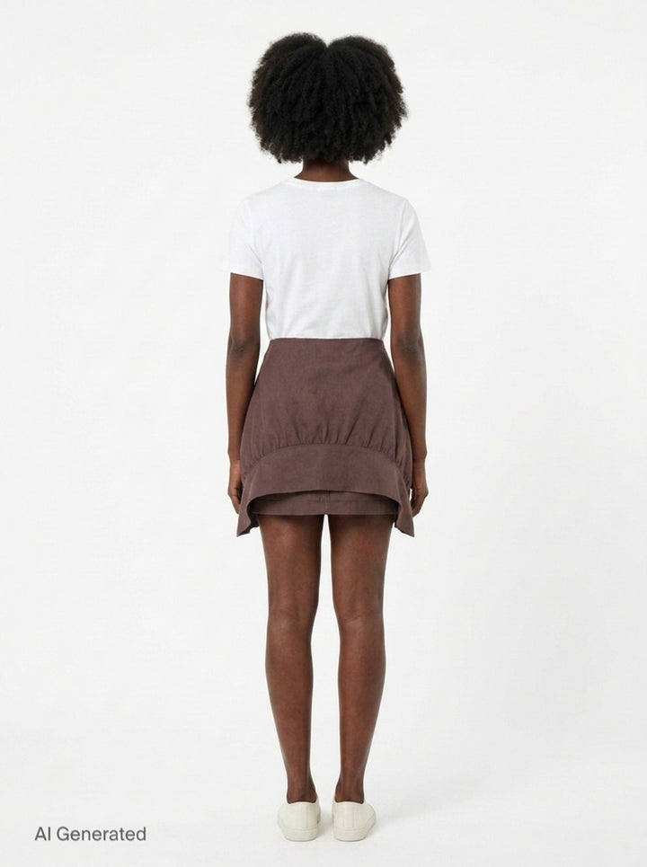 Brown Shirred Mini Skirt | Kumann YHJ | Club21 - back