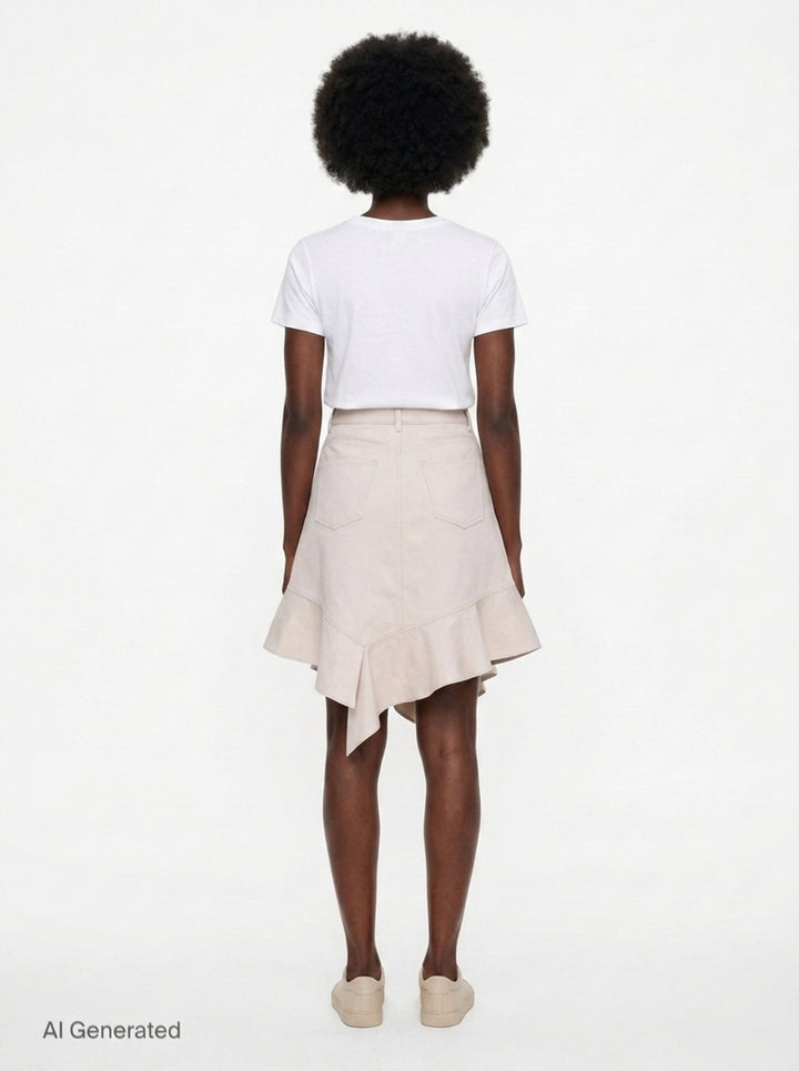 Light Beige Asymmetric Flared Skirt | Kumann YHJ | Club21 - back