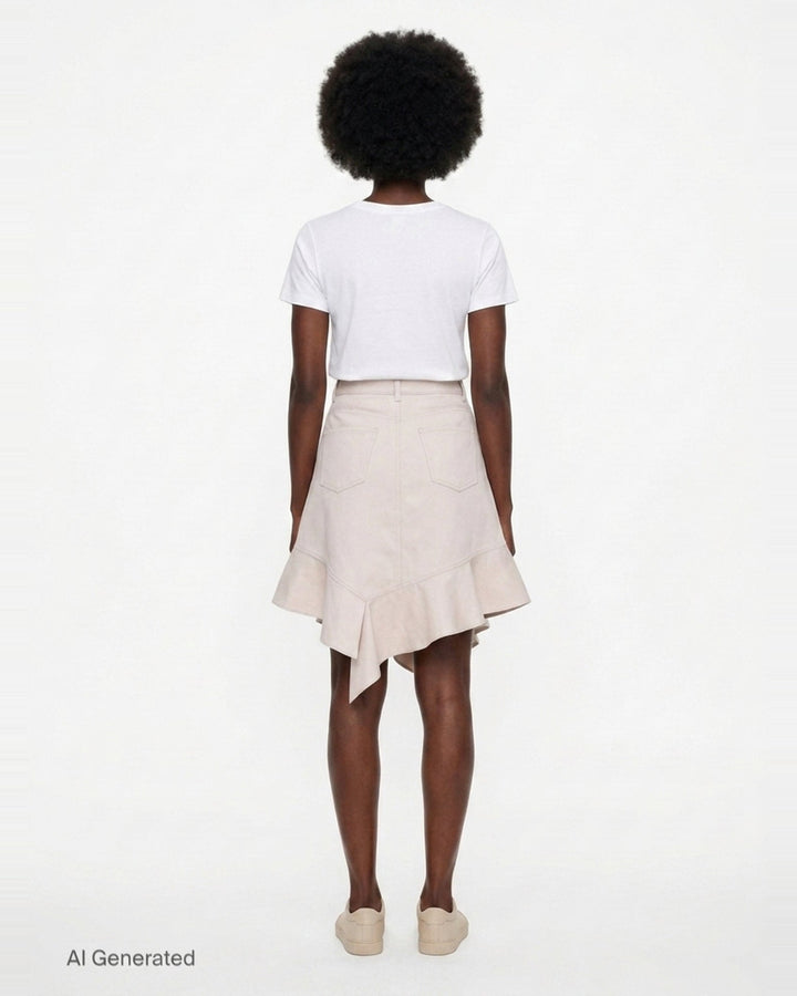 Light Beige Asymmetric Flared Skirt | Kumann YHJ | Club21 - back