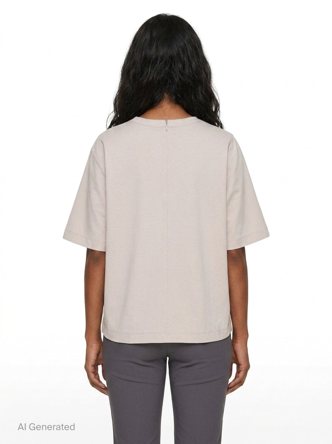 Light Beige Gathered Jersey Tee | Kumann YHJ | Club21 - back