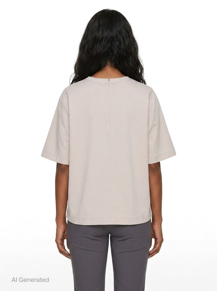 Light Beige Gathered Jersey Tee | Kumann YHJ | Club21 - back