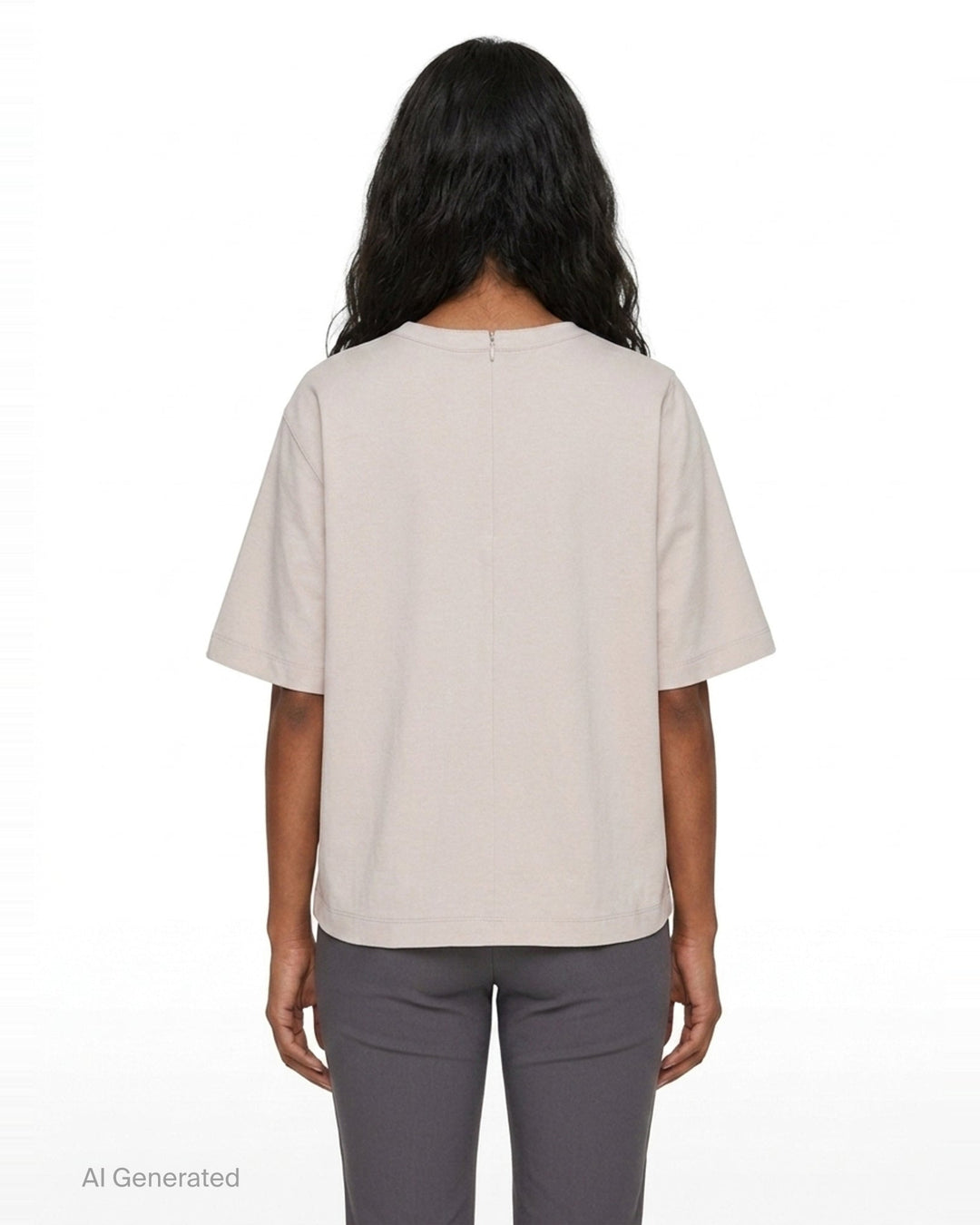 Light Beige Gathered Jersey Tee | Kumann YHJ | Club21 - back