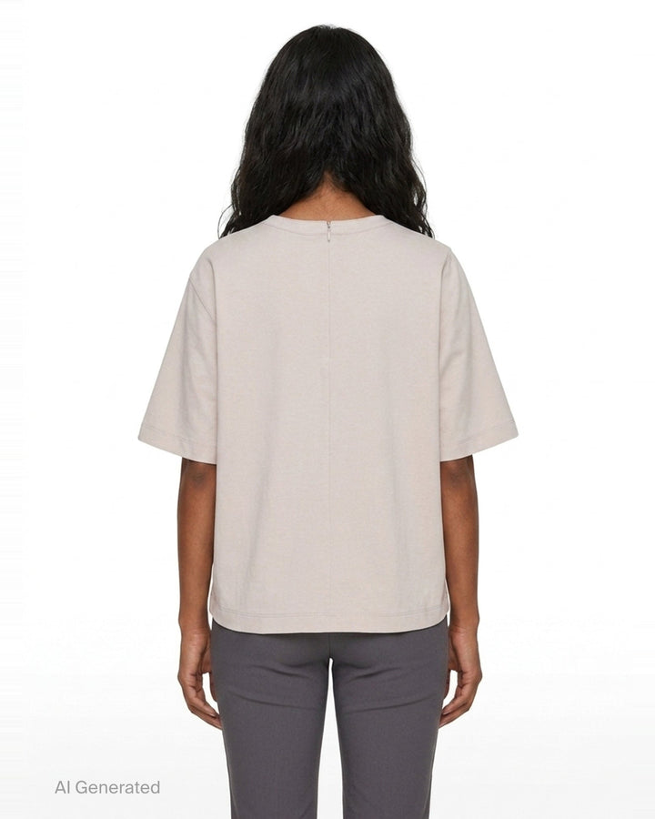Light Beige Gathered Jersey Tee | Kumann YHJ | Club21 - back