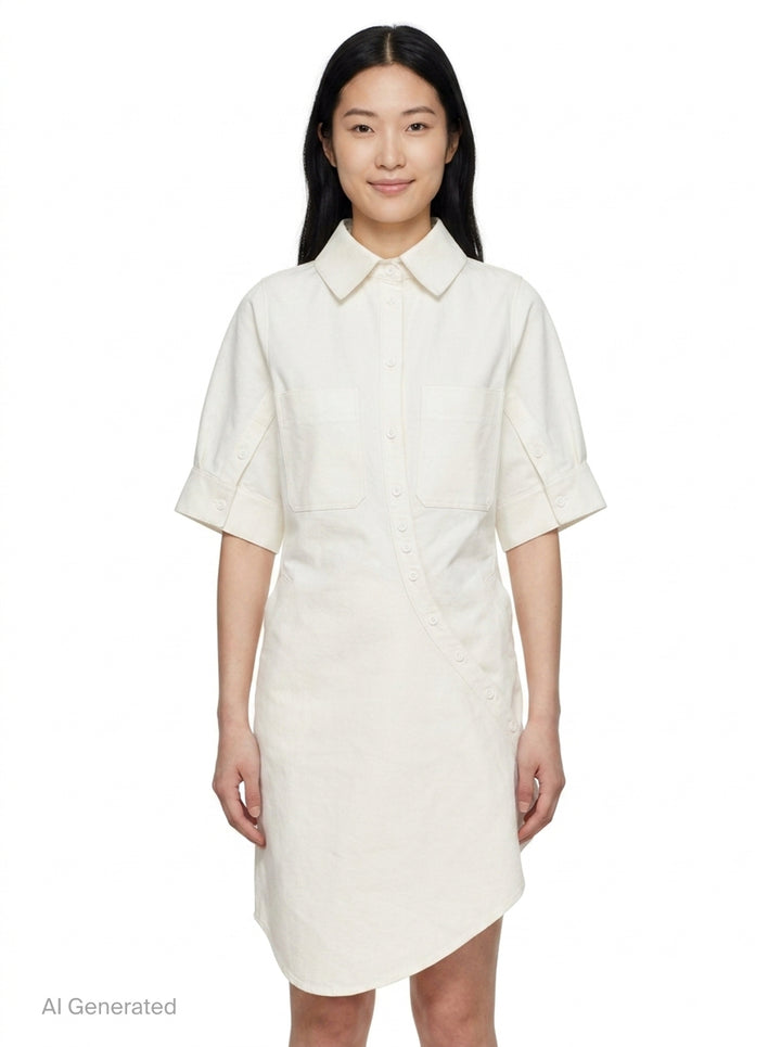 White Back-to-Front Shirt Dress | Kumann YHJ | Club21 - front