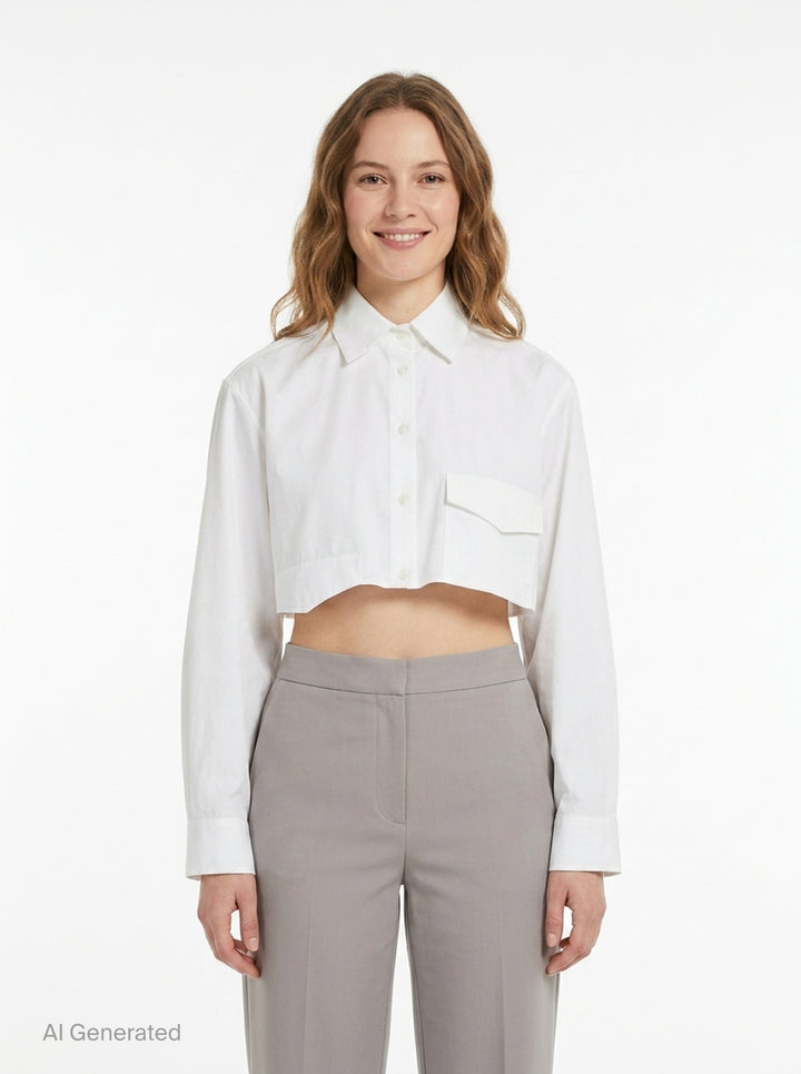 White Cropped Blouse | Kumann YHJ | Club21 - front