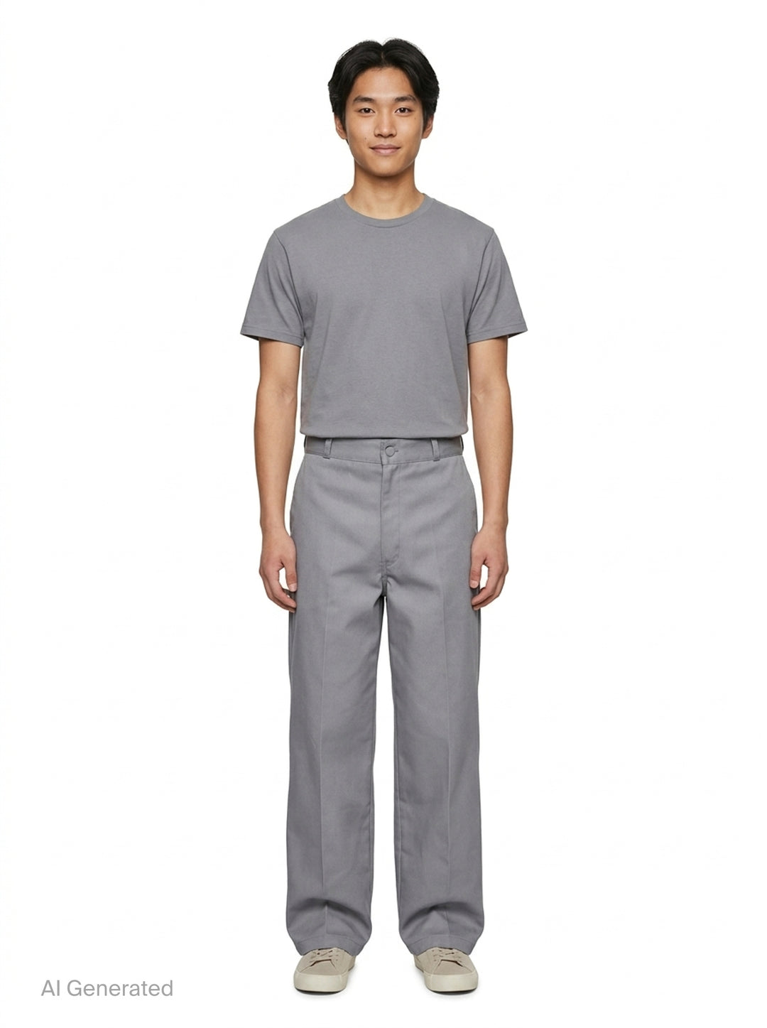 Lemaire Barrel Poly Cotton Pants in warm taupe, featuring a wide-leg silhouette, front pintuck seams, and a high-rise snap-button waistband - front