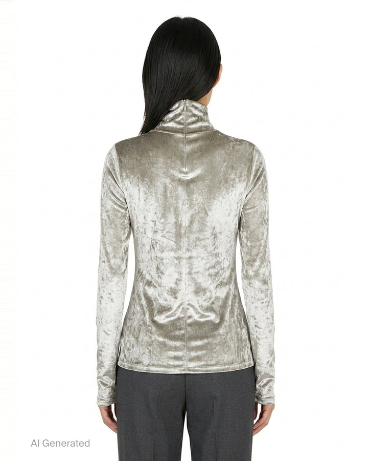 Fitted High Neck Velvet Top | Lemaire | Club21 - back