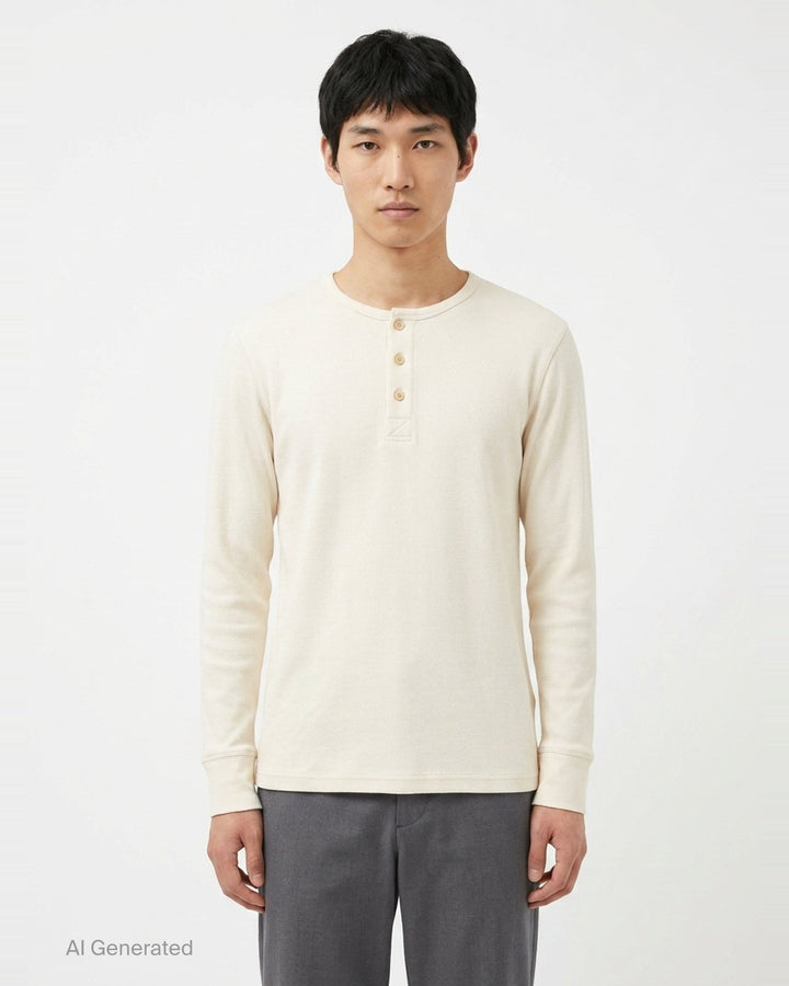 Long Sleeve Henley Tee | Lemaire | Club21 - front