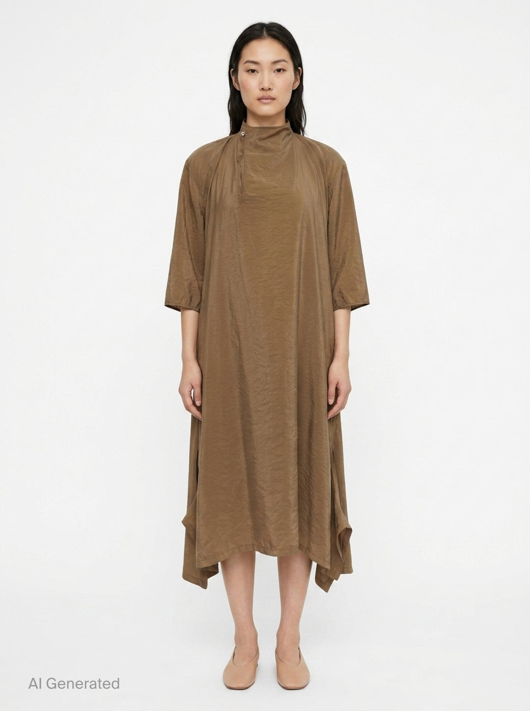 Soft Collar Dry Silk Dress | Lemaire | Club21 - front