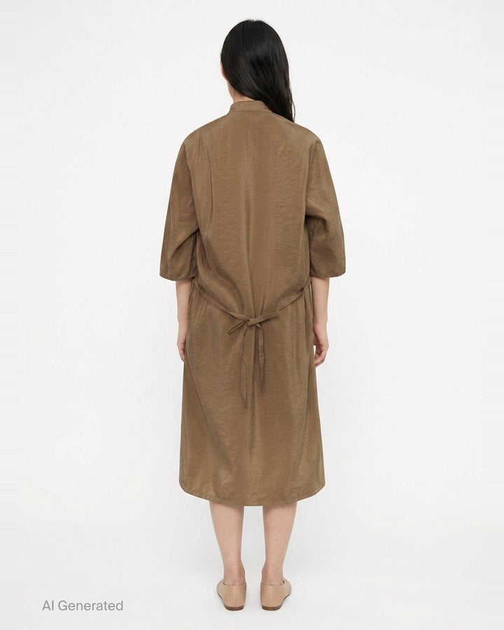 Soft Collar Dry Silk Dress | Lemaire | Club21 - back