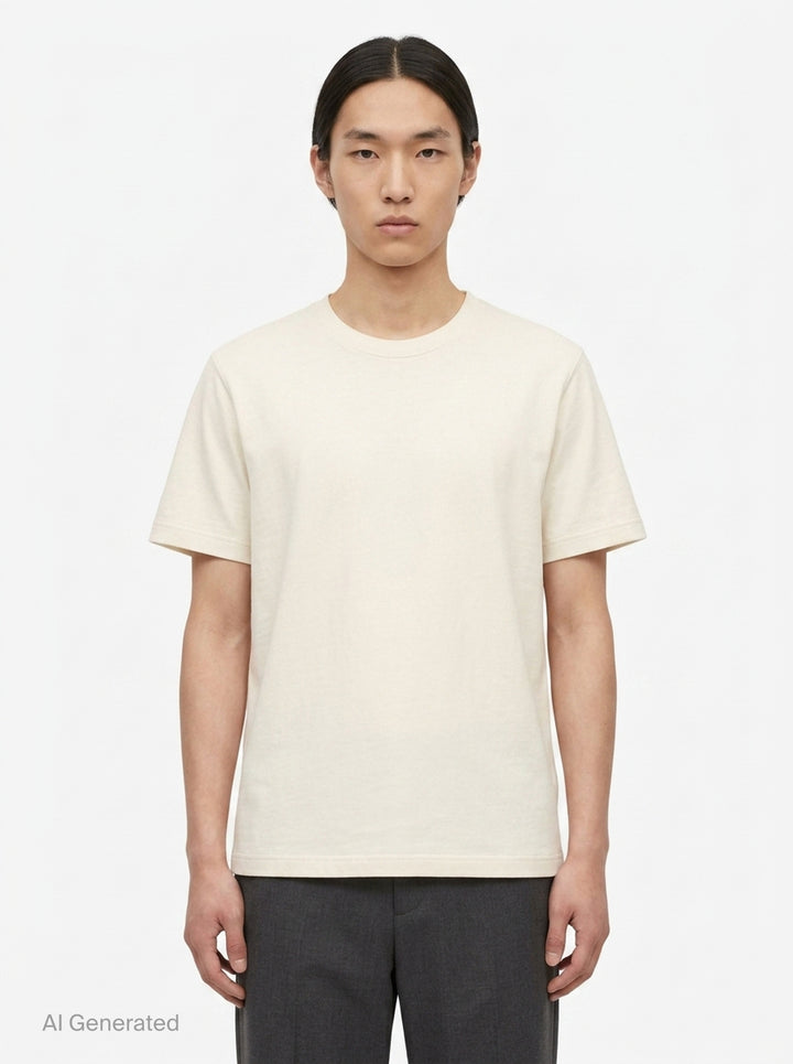 U-Neck Rib Jersey Tee | Lemaire | Club21 - front
