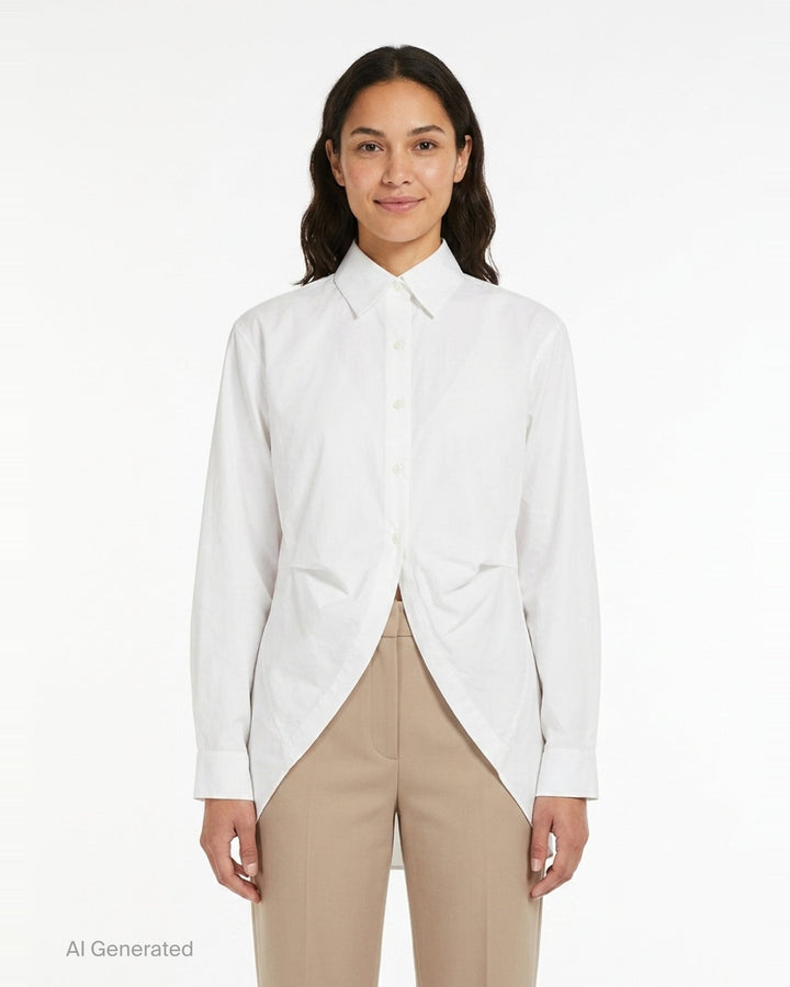 Cotton Poplin Draped Shirt | Litkovska | Club21 - front