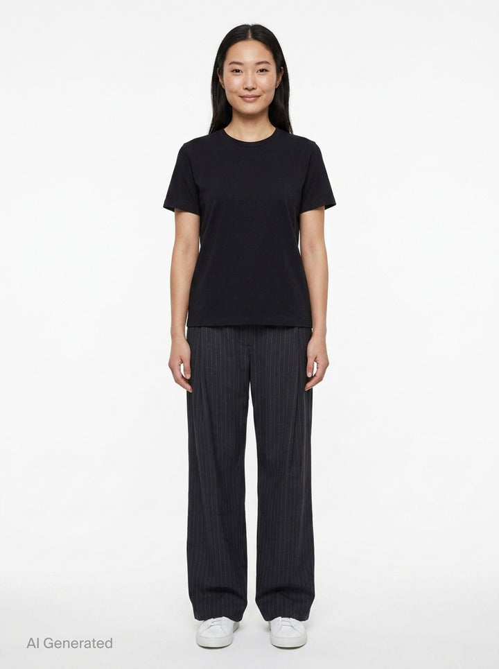 Pinstripe Frayed Edge Pants | Litkovska | Club21 - front