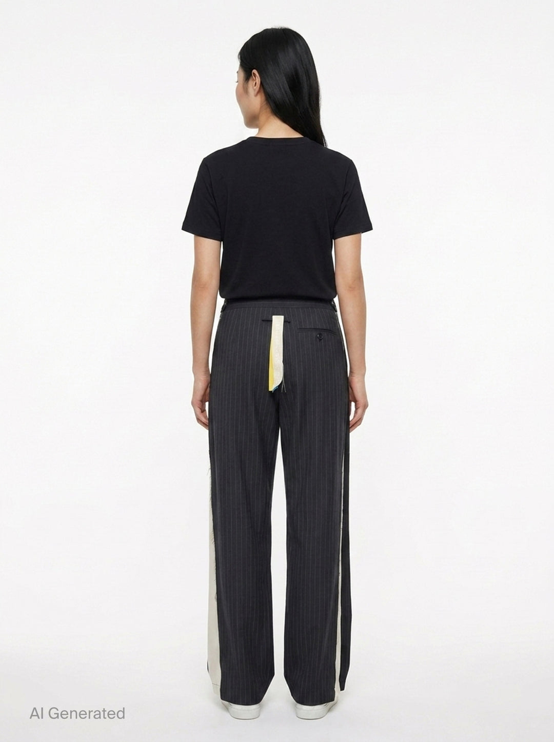 Pinstripe Frayed Edge Pants | Litkovska | Club21 - back