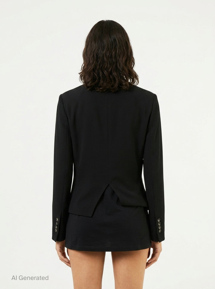 Wool Blend Deconstructed Cropped Jacket | Litkovska | Club21 - back