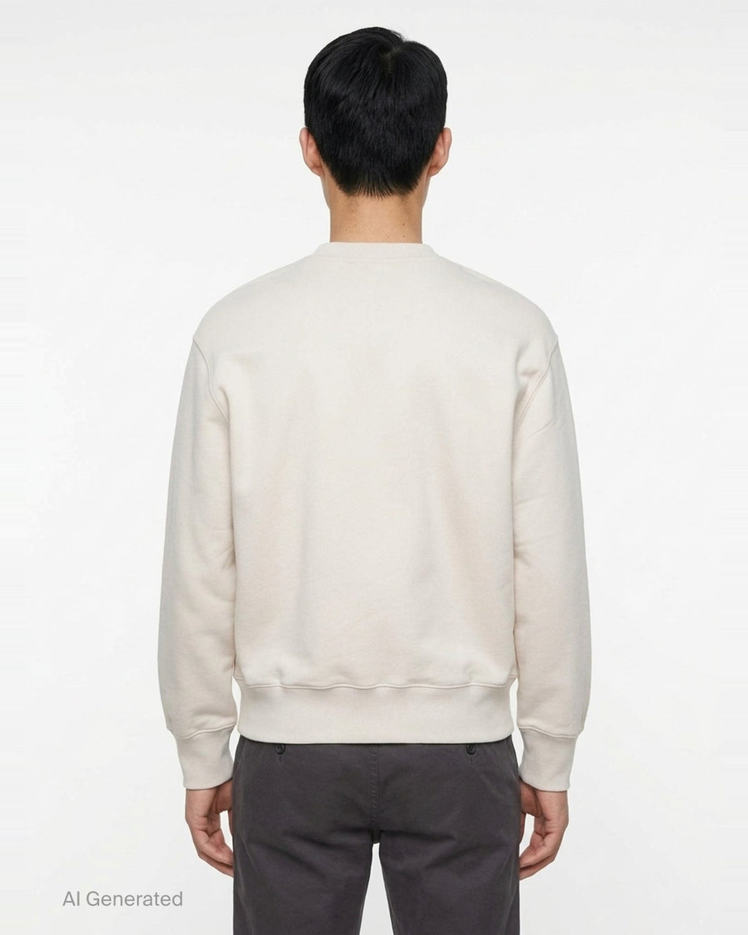 Maison Kitsuné Chillax Fox Comfort Sweatshirt in ivory with embroidered Chillax Fox motif on the chest, ribbed crew neck and cuffs, relaxed fit — front view - back