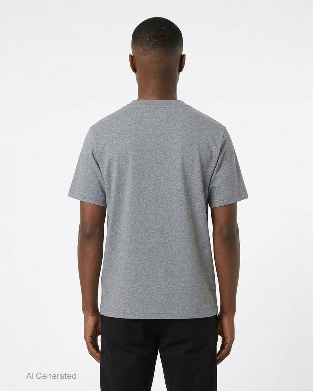 Maison Kitsuné Fox Head Comfort Tee in navy, featuring an embroidered grey fox head patch on the chest, crew neck, and relaxed short-sleeve silhouette - back