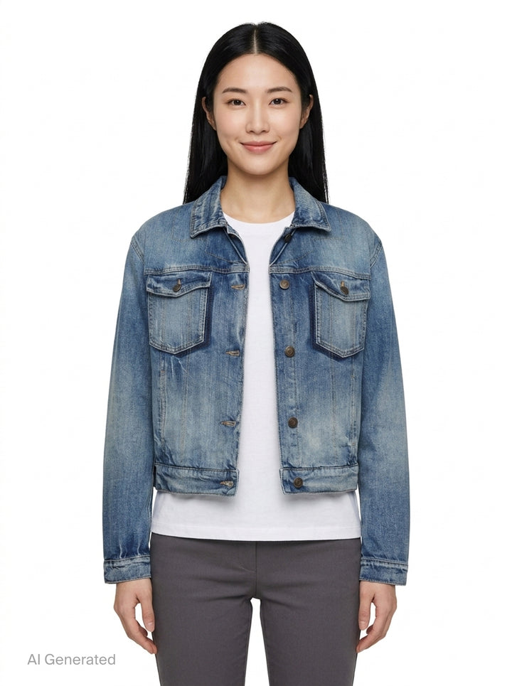 Foldable Collar Denim Jacket | Maison Margiela | Club21 - front