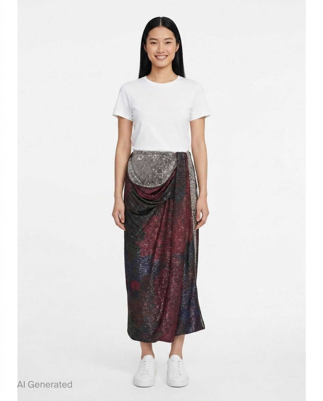 Sequins Draped Maxi Skirt | Maison Margiela | Club21 - front