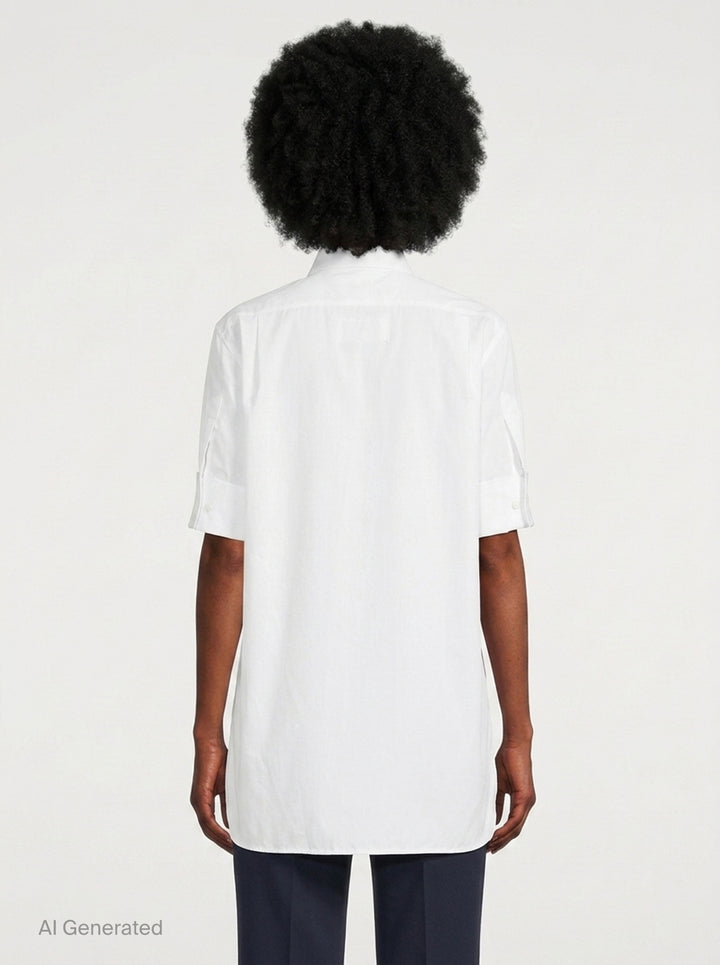 Snap Button Short Sleeve Blouse | Maison Margiela | Club21 - back