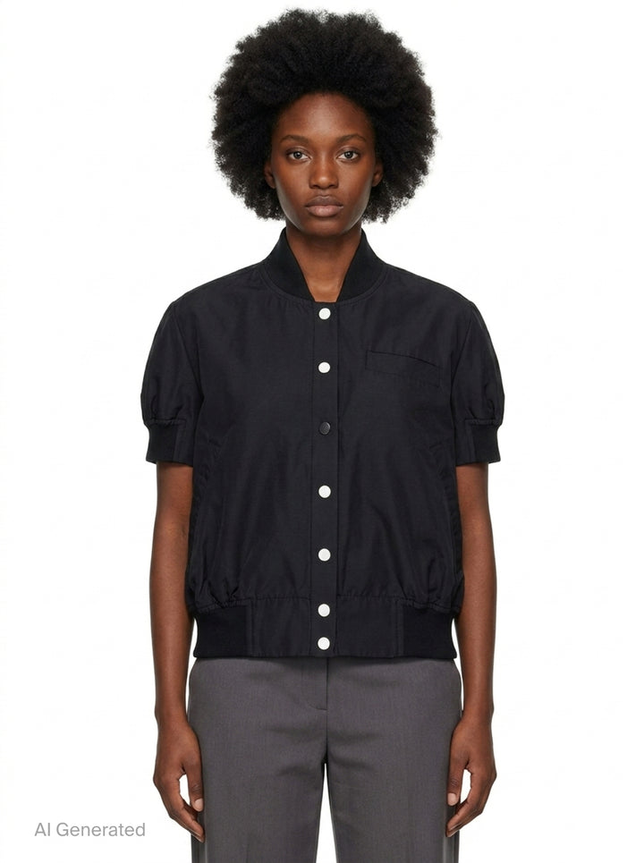 Short Sleeve Bomber Shirt | Melitta Baumeister | Club21 - front