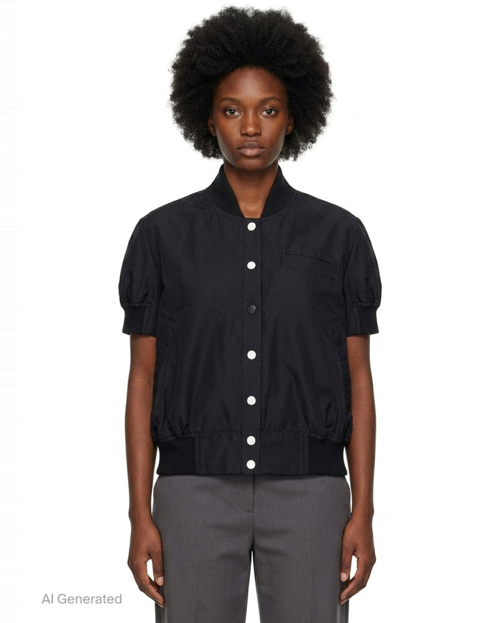 Short Sleeve Bomber Shirt | Melitta Baumeister | Club21 - front