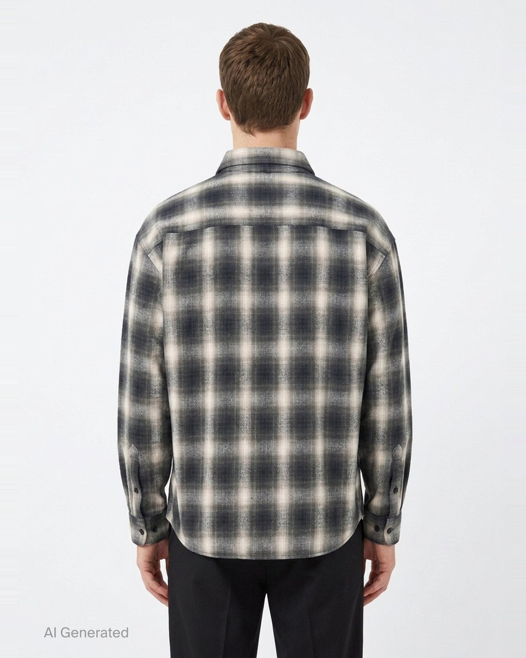 Combined Check Stripe Long Sleeve Shirt | Mihara Yasuhiro | Club21 - back