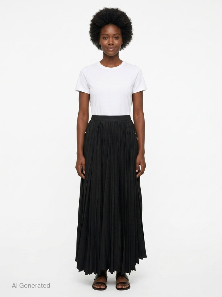 Combined Pleats Denim Skirt | Mihara Yasuhiro | Club21 - front