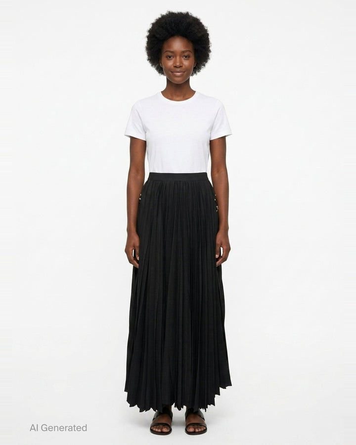 Combined Pleats Denim Skirt | Mihara Yasuhiro | Club21 - front