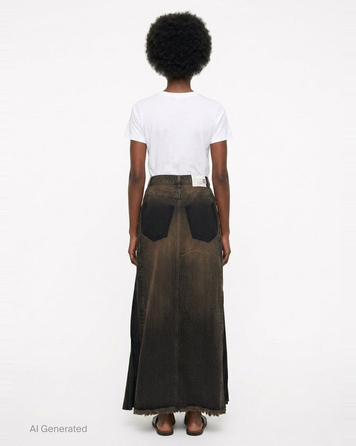 Combined Pleats Denim Skirt | Mihara Yasuhiro | Club21 - back