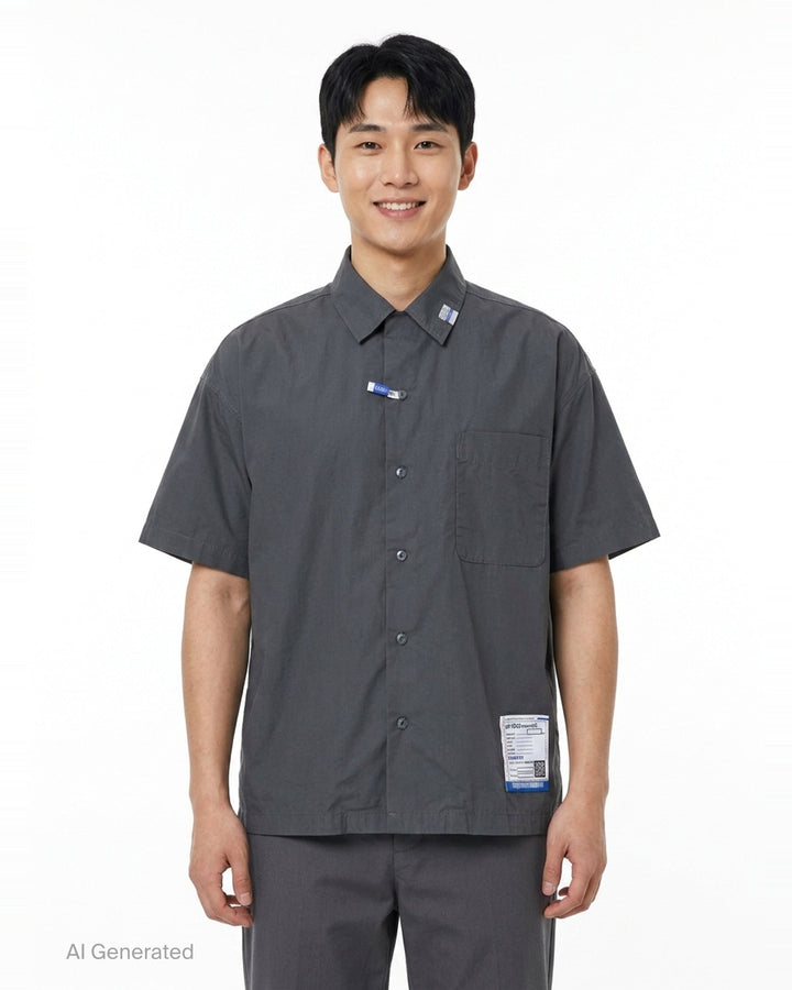 Cotton High Density Short Sleeve Shirt | Mihara Yasuhiro | Club21 - front