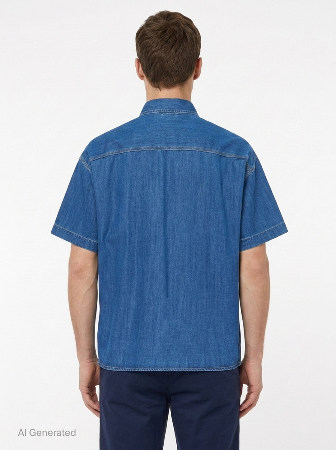 Cotton Tencel Denim Short Sleeve Work Shirt | Mihara Yasuhiro | Club21 - back