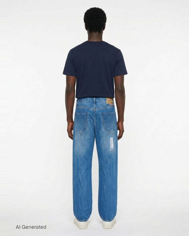 Hard Washed Selvedge Straight Jeans | Mihara Yasuhiro | Club21 - back