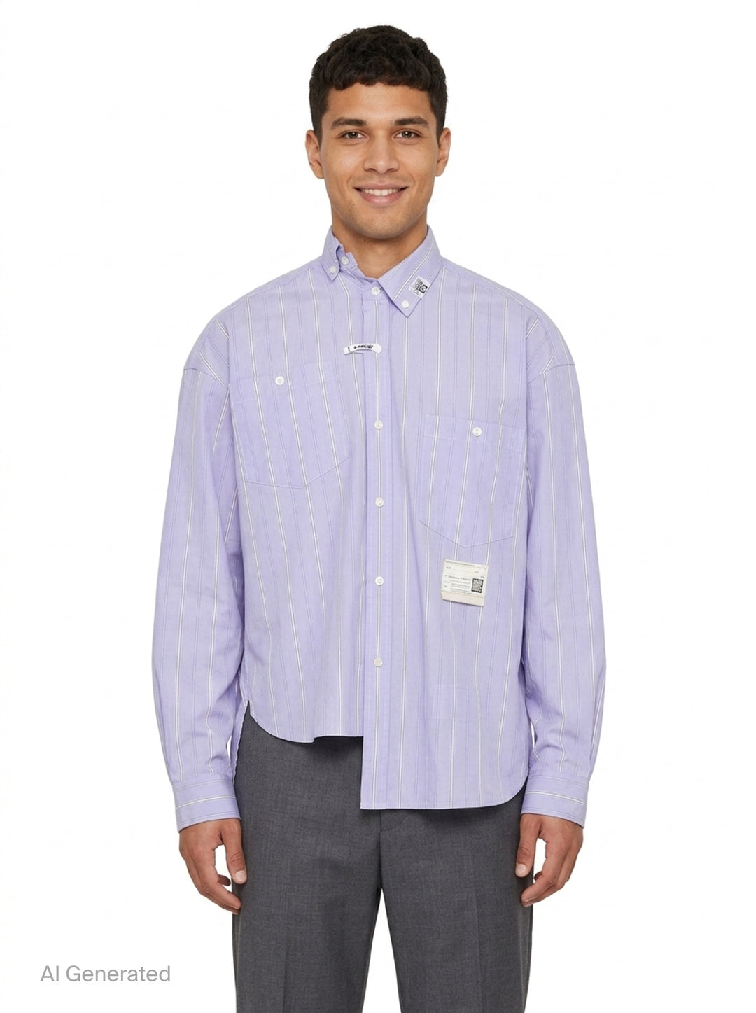 Offset Front Long Sleeve Shirt | Mihara Yasuhiro | Club21 - front