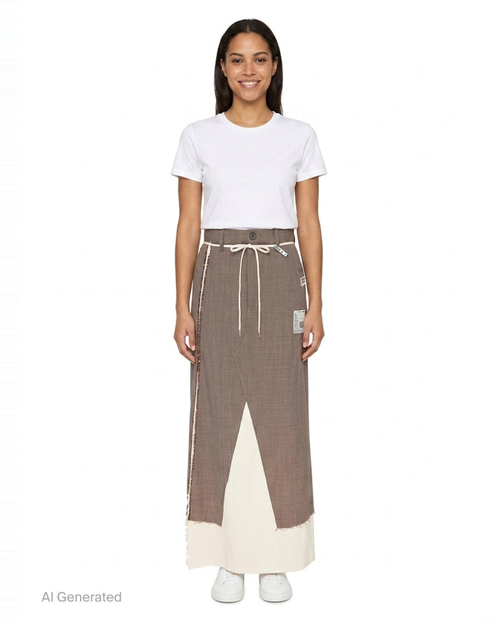 Wool Slacks Combined Skirt | Mihara Yasuhiro | Club21 - front