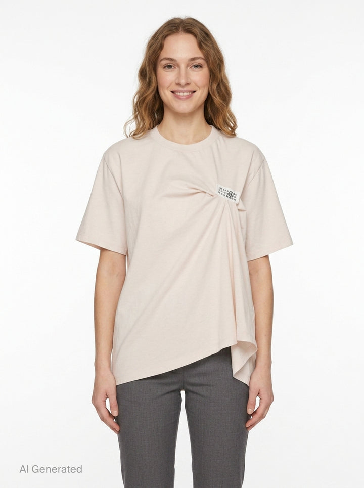 Basic Cotton Short Sleeve Top | MM6 Maison Margiela | Club21 - front